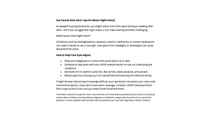 December – Tips for Improving Night Vision