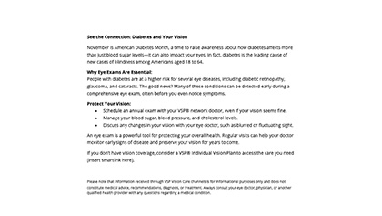 November – Diabetes and Your Vision